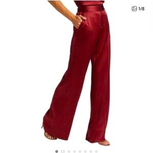ANTONIO MELANI Red Satin Wide-Leg Pants